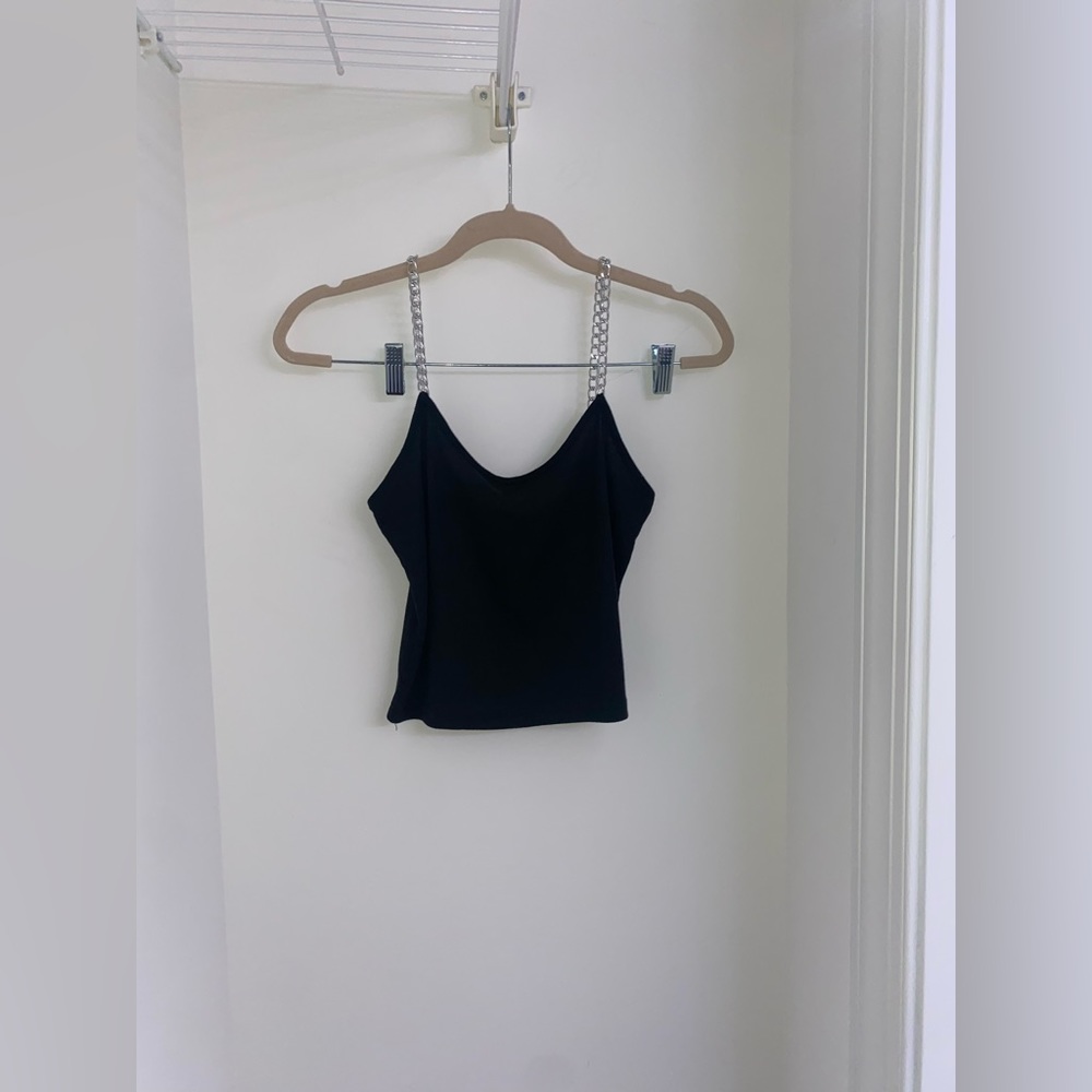 Chain Straps Black Cropish Topish